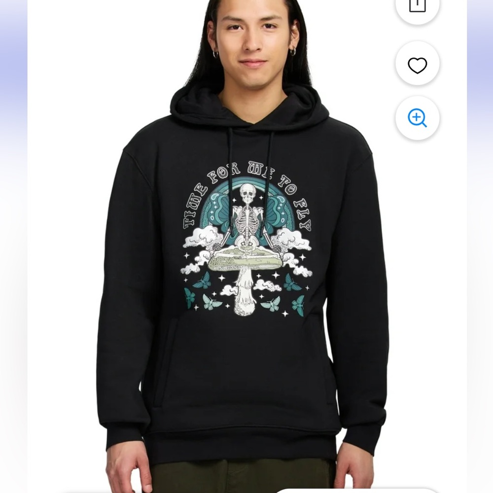 Airwalk Mens Fleece Hoodie Mushroom Skeleton Street Wear Size Large